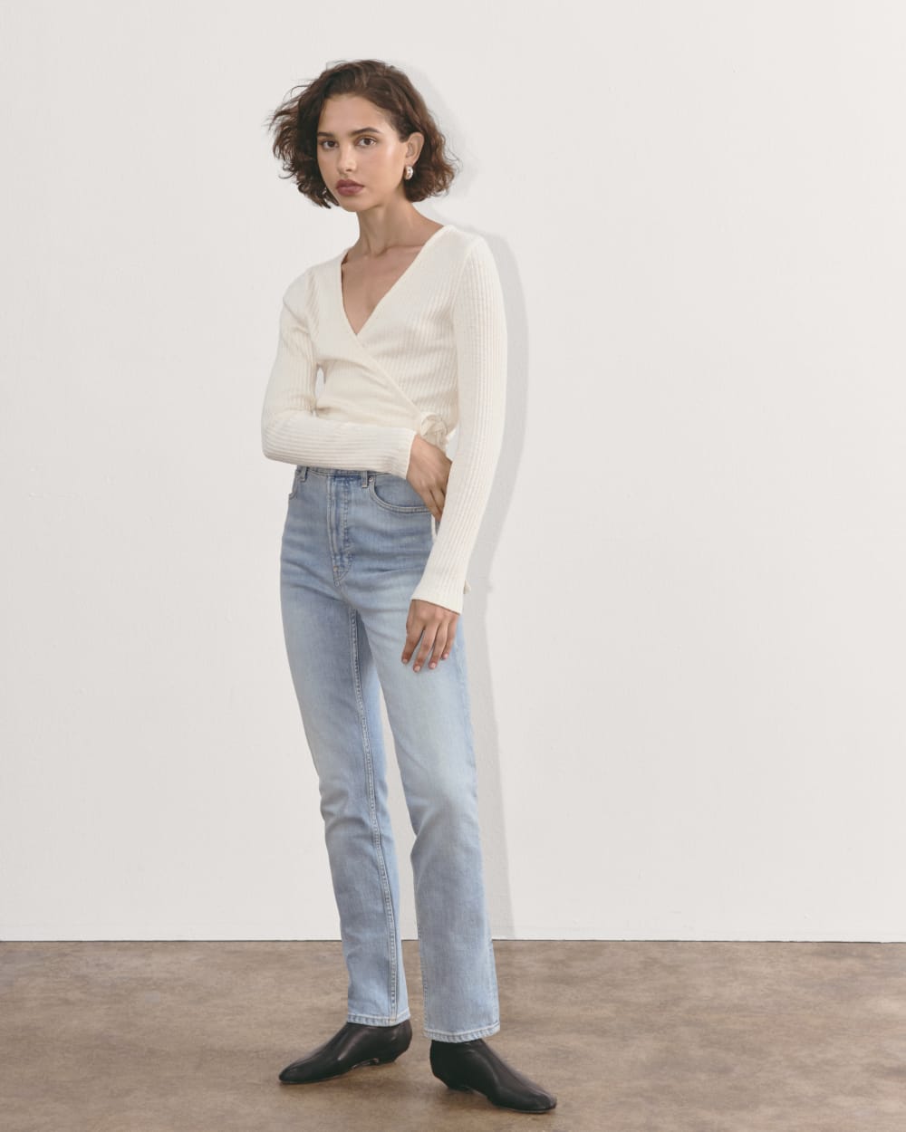 The Cozy Rib Wrap Top | Bone