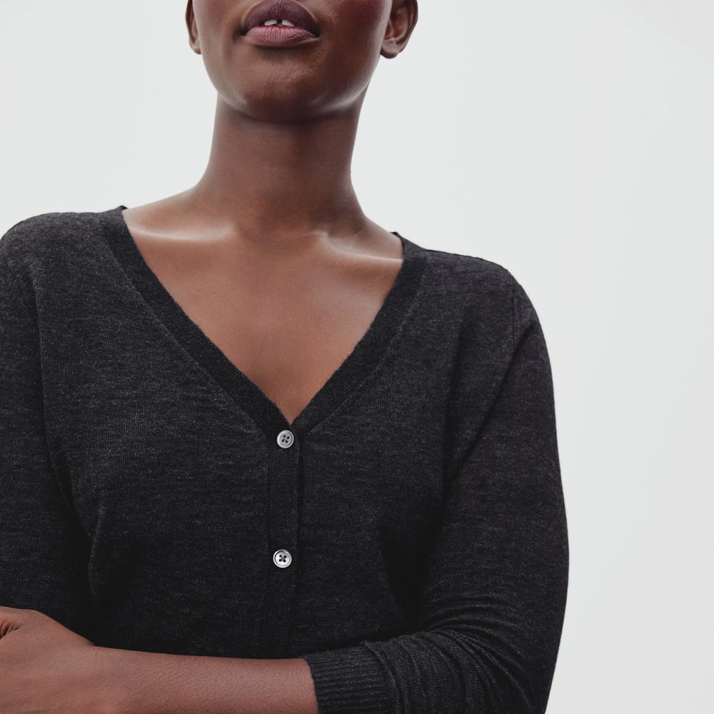 The Featherweight Alpaca Cardigan | Heathered Black
