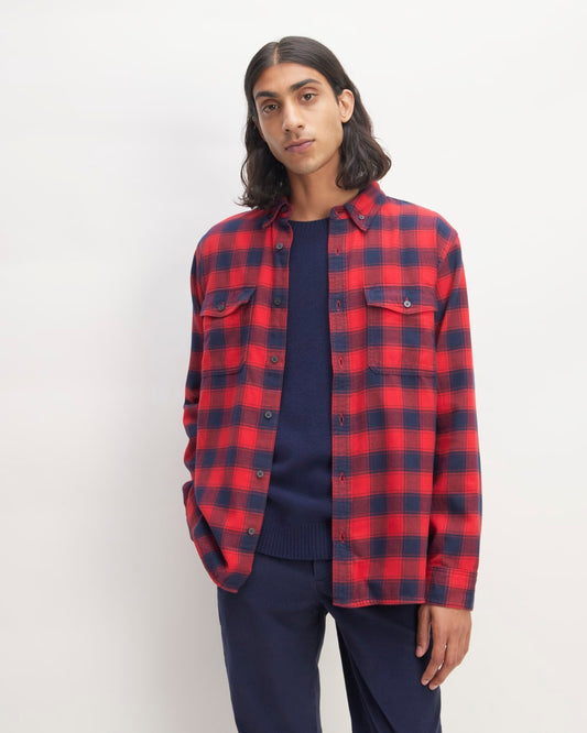 The Brushed Flannel Shirt | Haute Red / Bellwether Blue