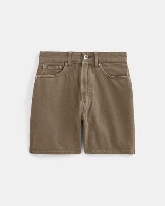 The A-Line Denim Short | Garment-Dyed Chocolate