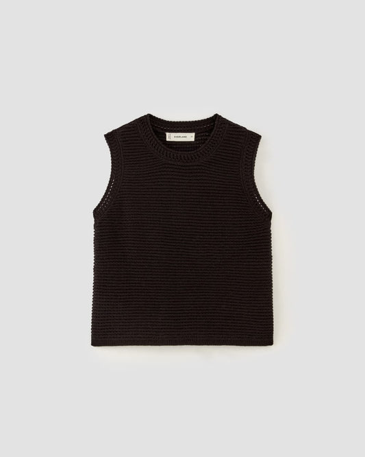 The Organic Cotton Open-Stitch Tank | Black