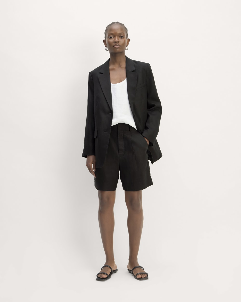 The Oversized Blazer in Linen | Black