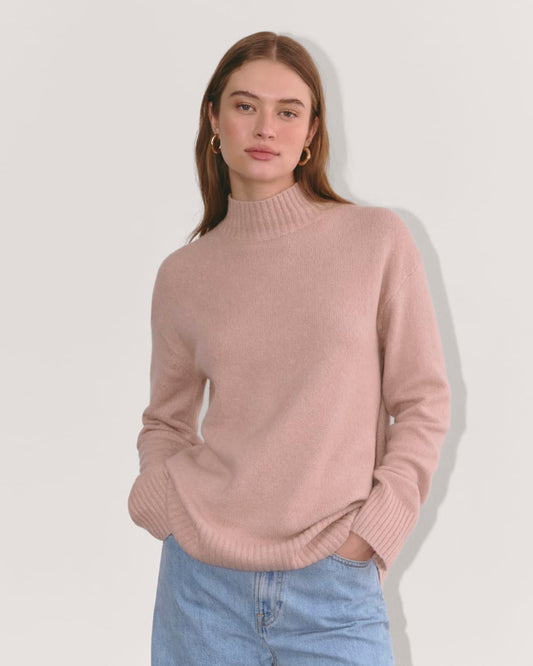 The Mockneck Sweater in Plush Cotton | Dusty Rose