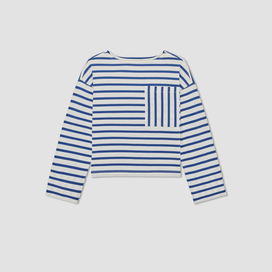 The Premium Weight Oversized Pocket Tee | Canvas Tan / Mazarine Blue