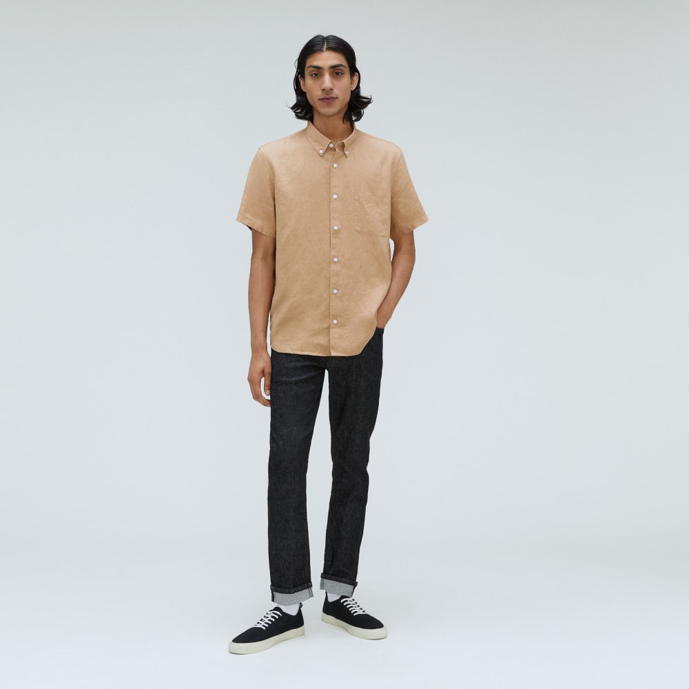 The Classic Short-Sleeve Shirt in Linen | Iced Coffee