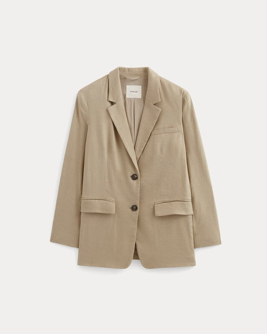 The Oversized Blazer in Stretch Linen | Trench Coat Khaki