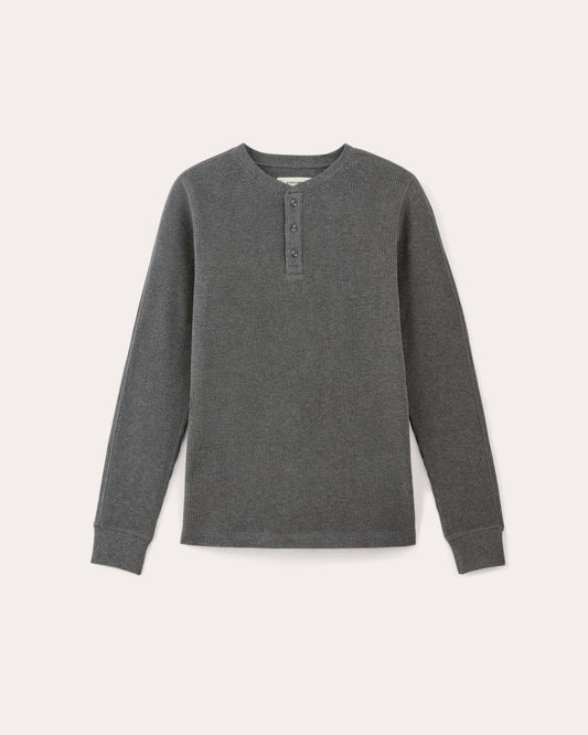 The Waffle Long-Sleeve Henley | Heathered Charcoal