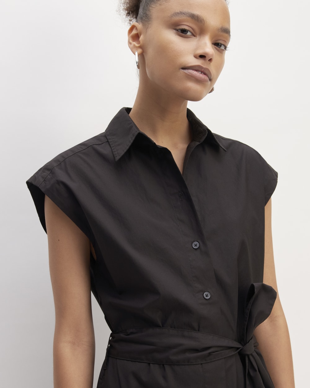 The Supima® Cotton Short-Sleeve Shirt Dress | Black