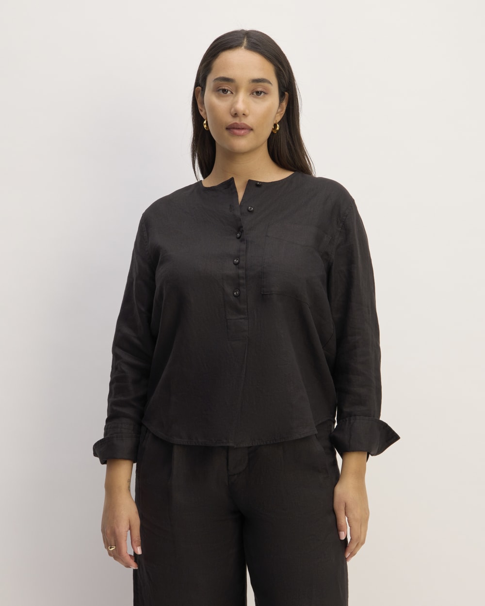 The Popover Shirt in Linen | Black