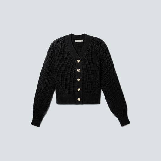 The Texture Cotton Cardigan | Black