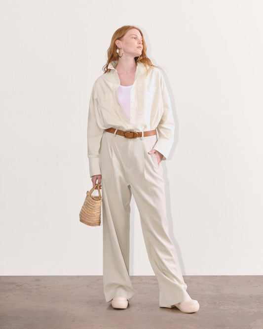 The Draper Pleated Pant in Buttersmooth | Sandstone | 30 Inseam