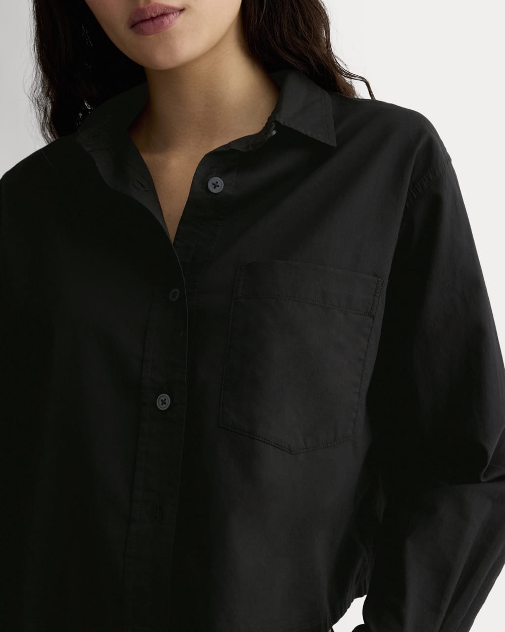 The Way-Short Shirt in Silky Cotton | Black