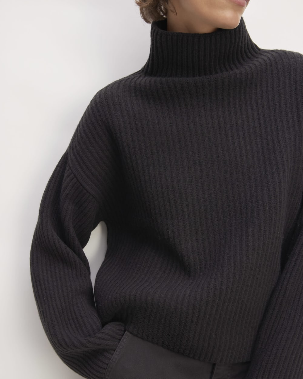 The Felted Merino Funnel-Neck Pullover | Black