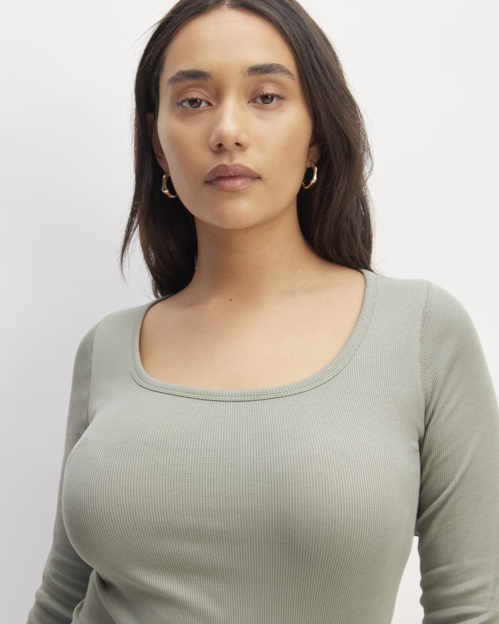 The Luxe Rib Long-Sleeve Scoop-Neck Tee | Sage Green