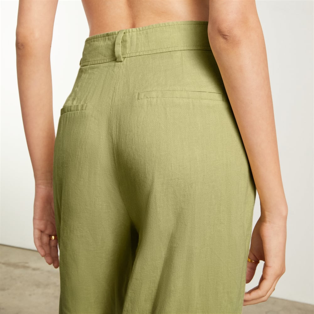 The Linen Way-High® Drape Pant  | Leek