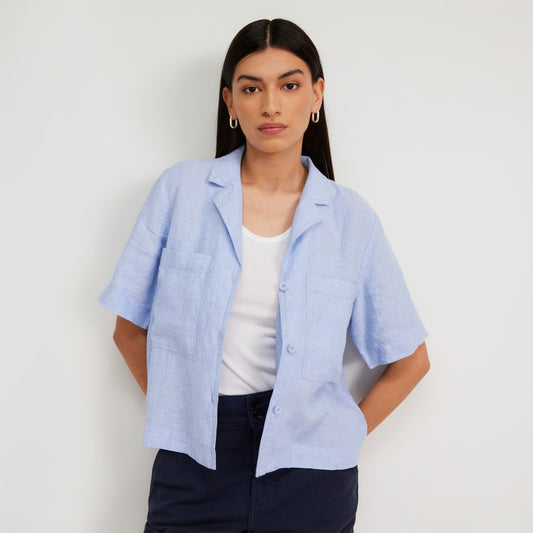 The Linen Workwear Shirt | Light Blue