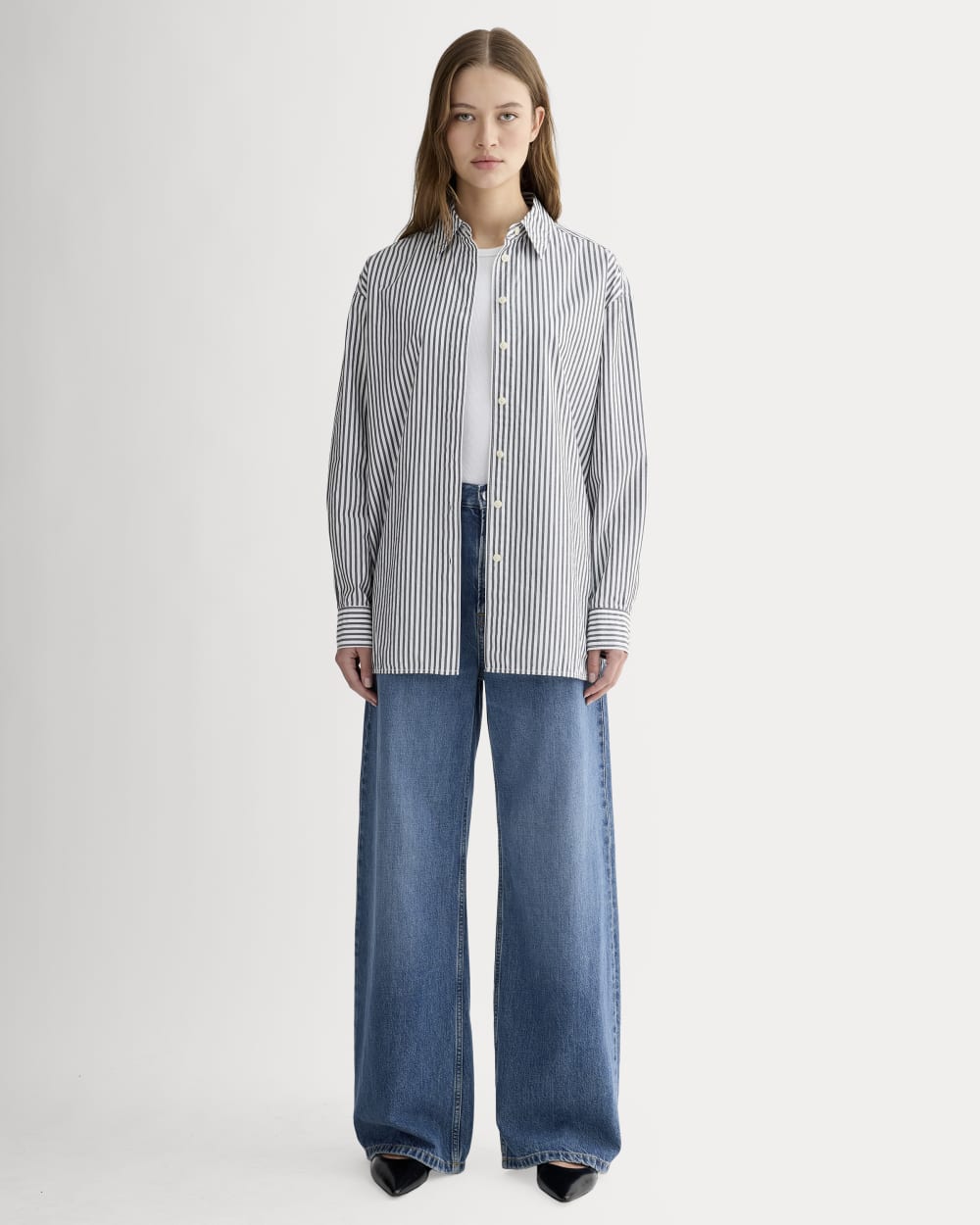 The Boyfriend Shirt in Ultrasoft Cotton | Optic White / Black