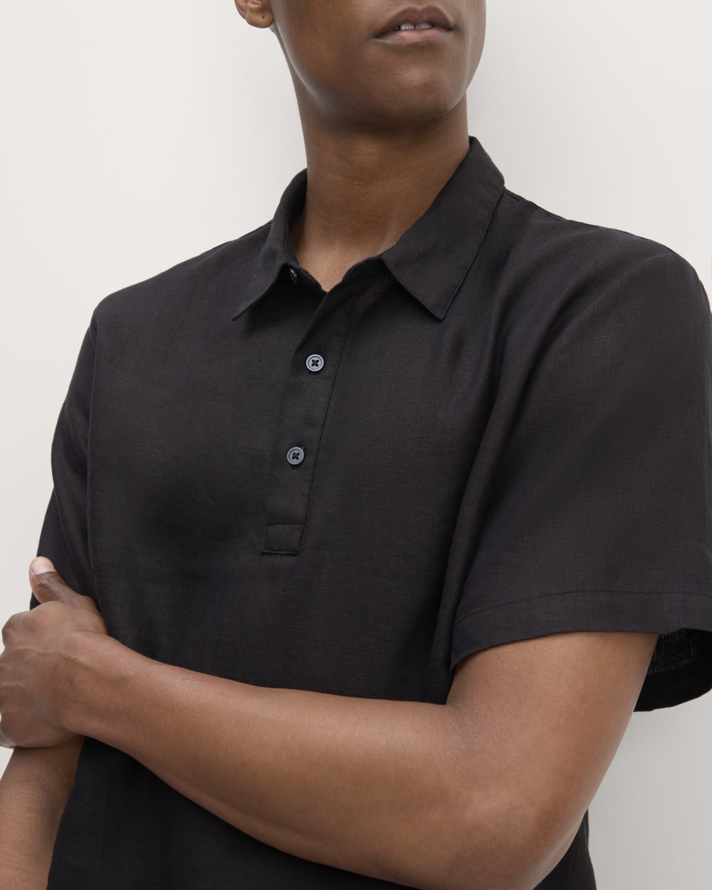 The Linen Short-Sleeve Popover Shirt | Black