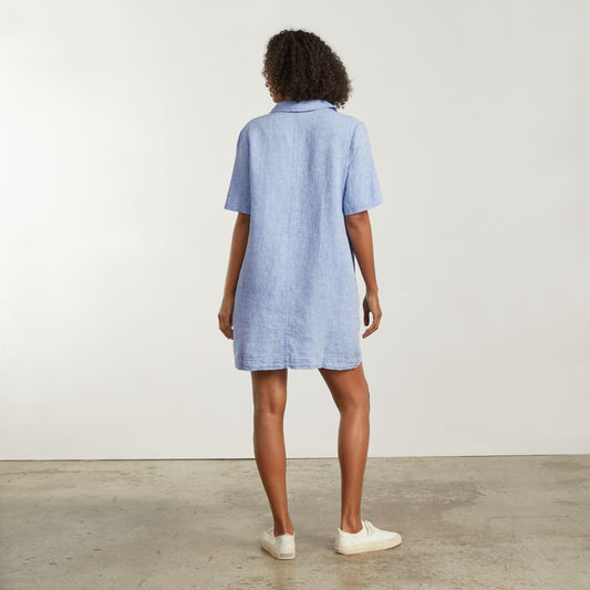 The Linen Workwear Dress | Medium Blue