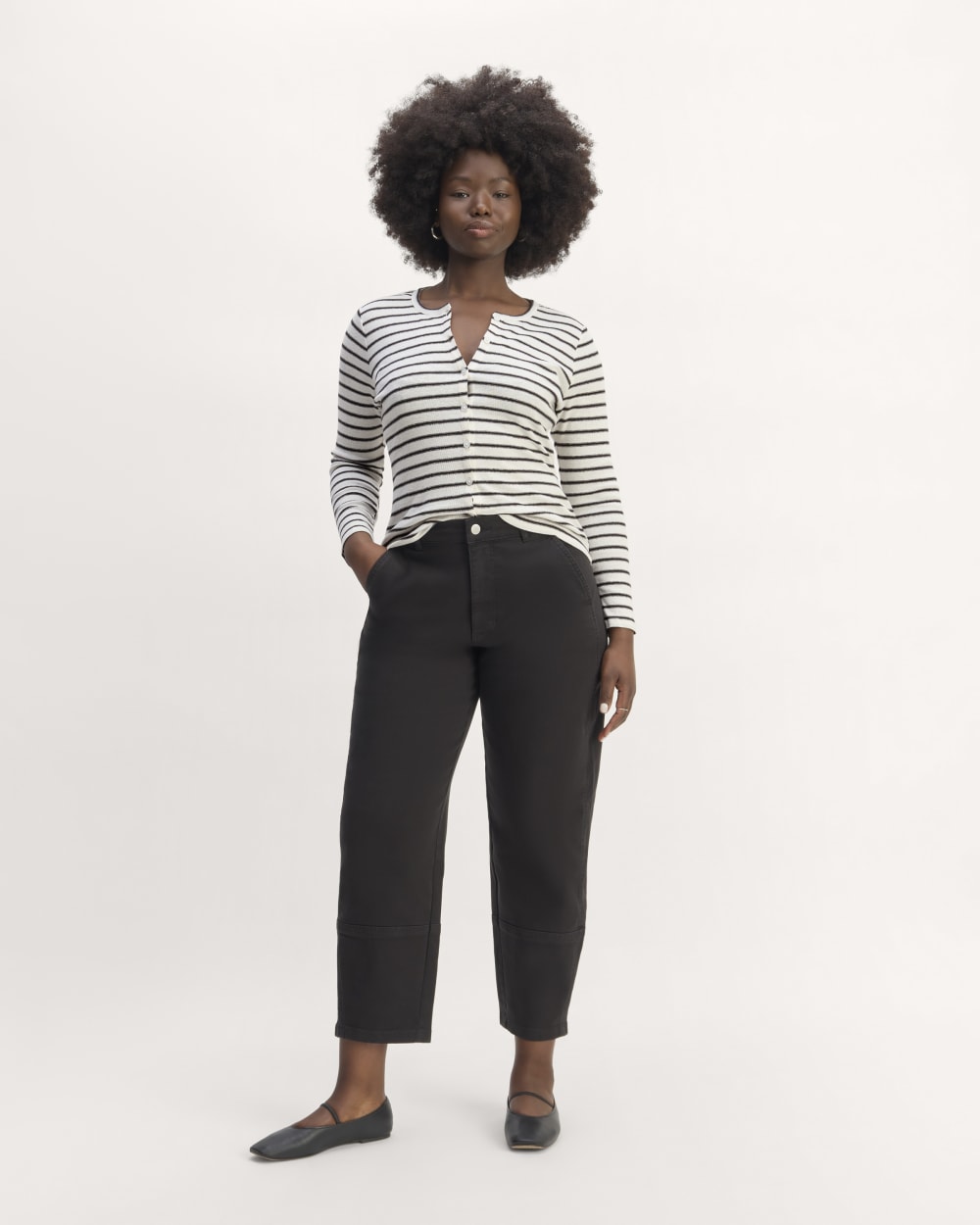 The Vintage Rib Cardigan | Bone / Black