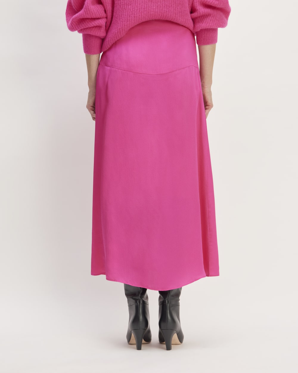The Hammered Satin Slip Skirt | Fuchsia Pink