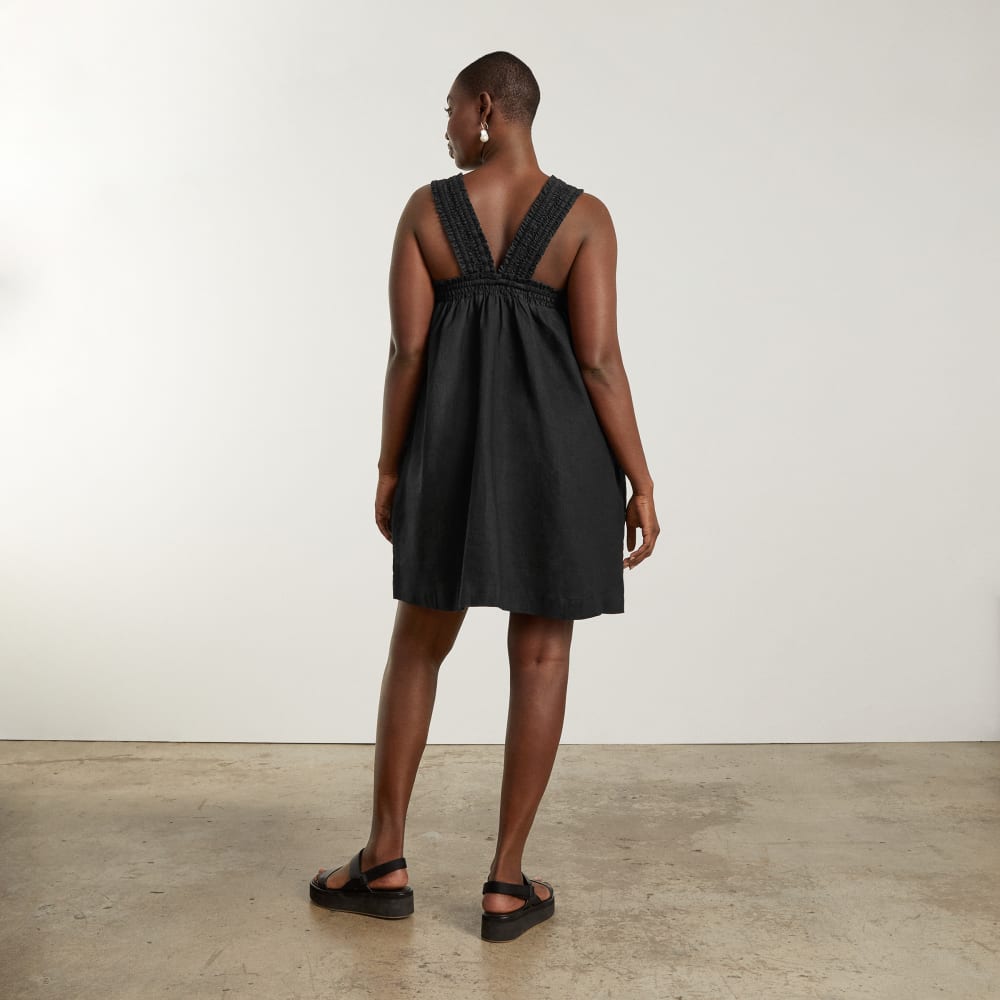 The Smocked Linen Dress | Black