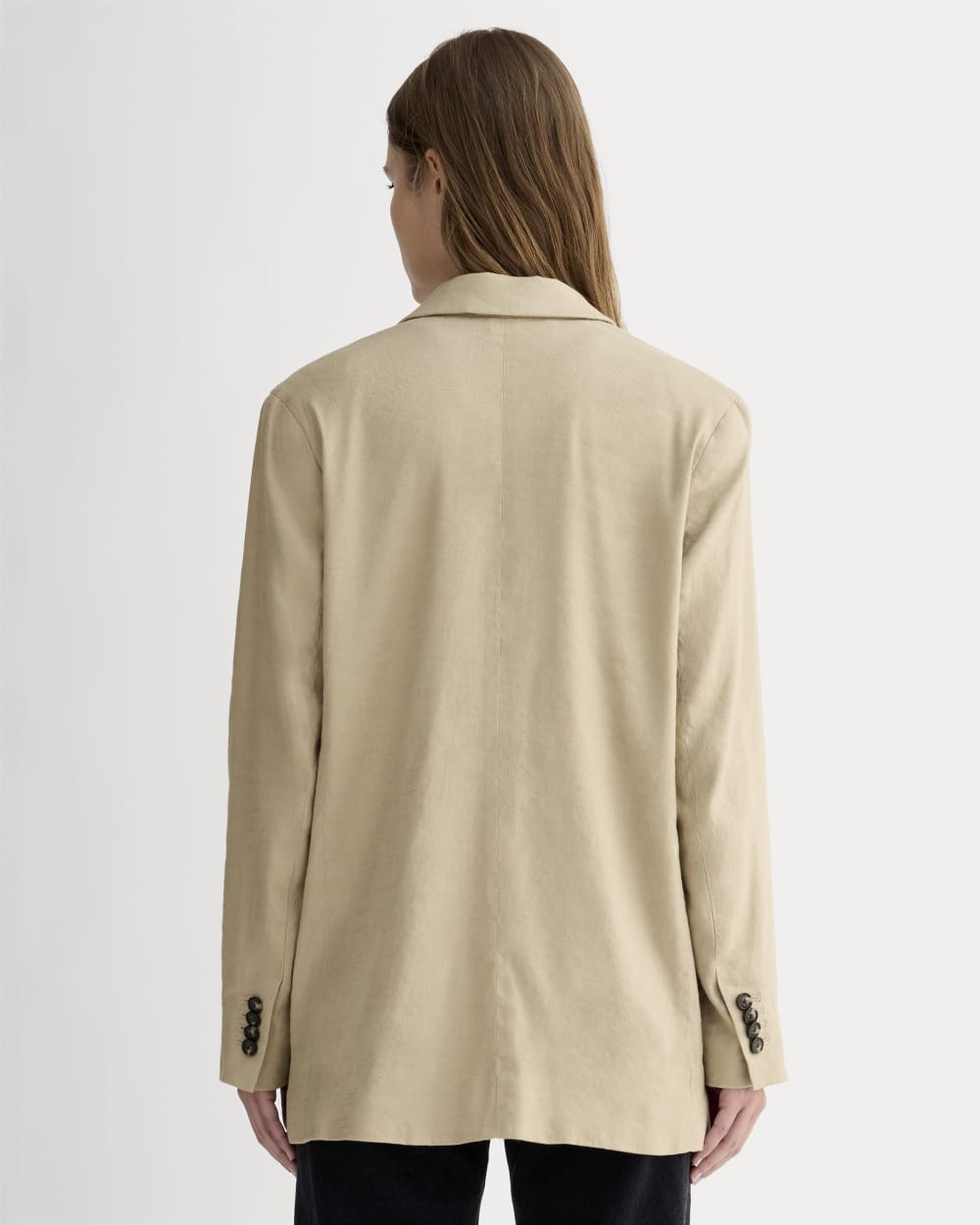 The Oversized Blazer in Stretch Linen | Trench Coat Khaki