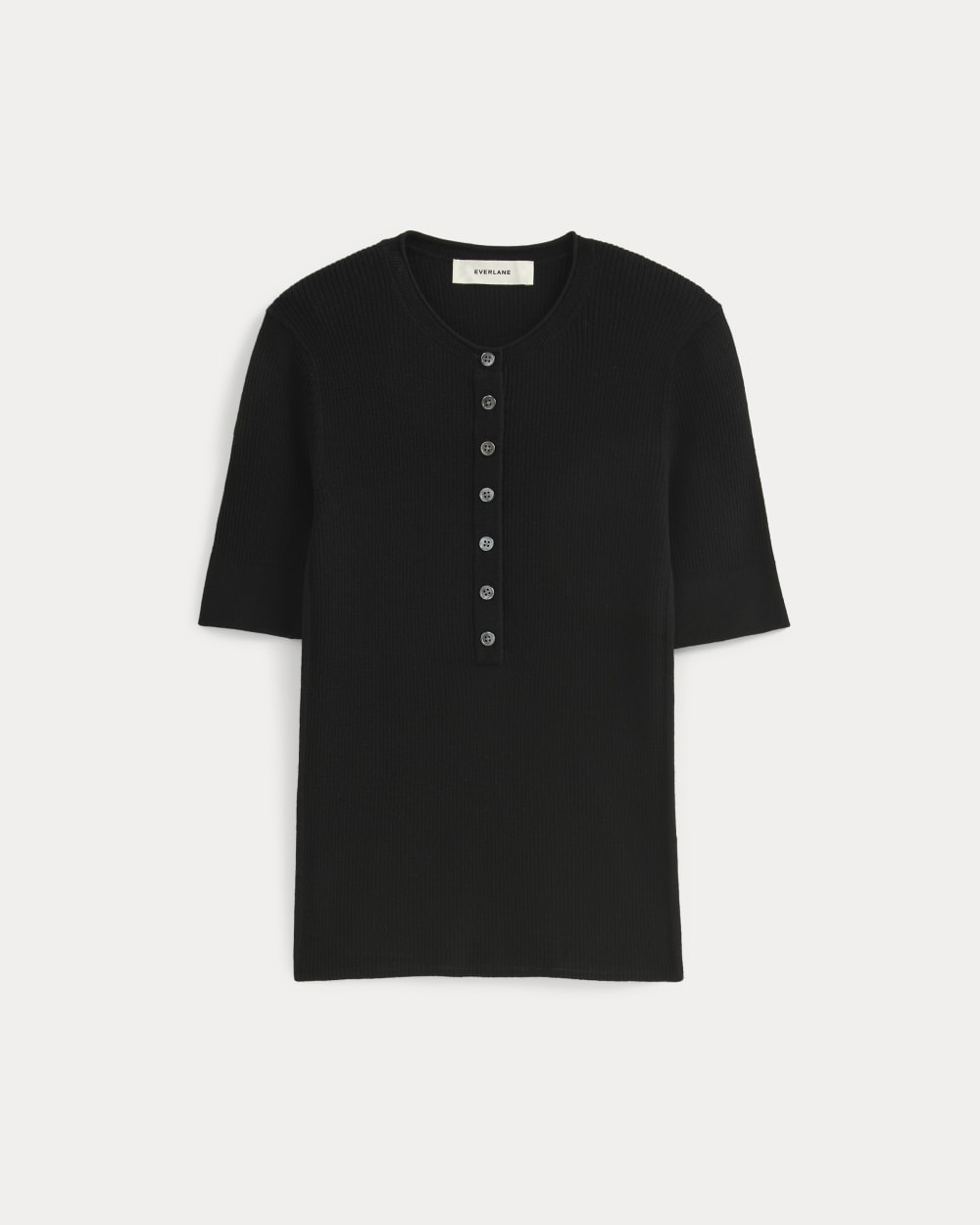 The Short-Sleeve Henley in Ultrasoft Merino | Black