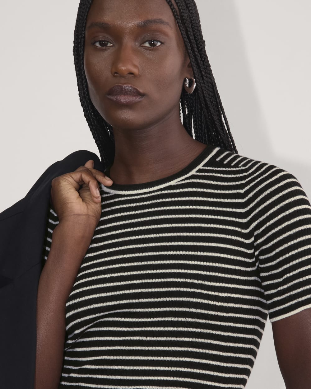 The Sweater Tee in Ultrasoft Merino | Black / Bone