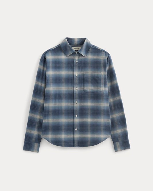 Brushed Flannel Shirt | Blue Ombre Plaid