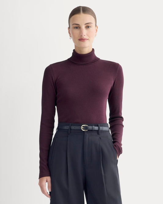 The Luxe Rib Turtleneck | Heathered Port Royale