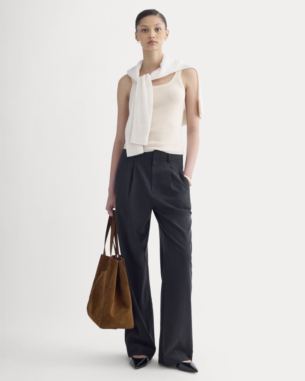 The Light Ribbed Cami in Ultrasoft Merino | Parchment