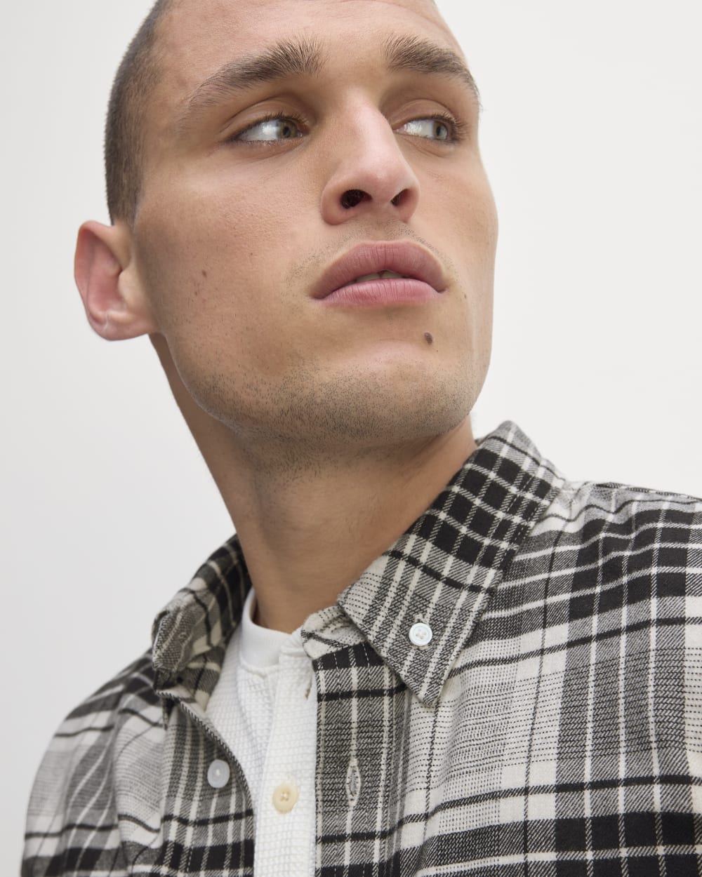 The Brushed Flannel Shirt | Light Heather Oat / Black