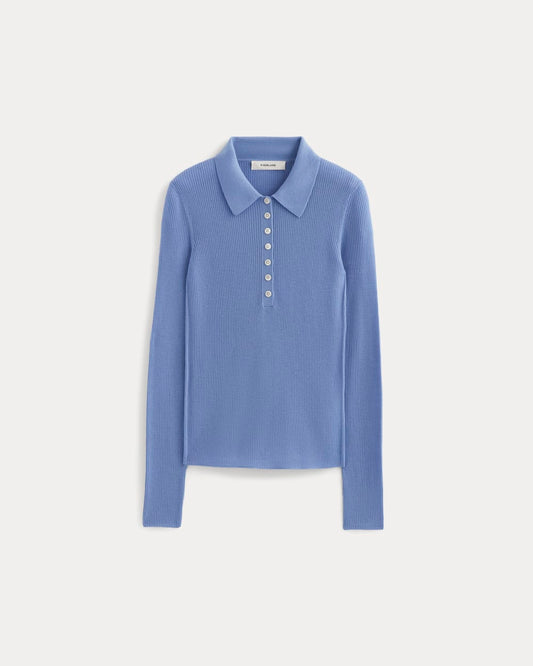 The Polo in Ultrasoft Merino | Bluebell