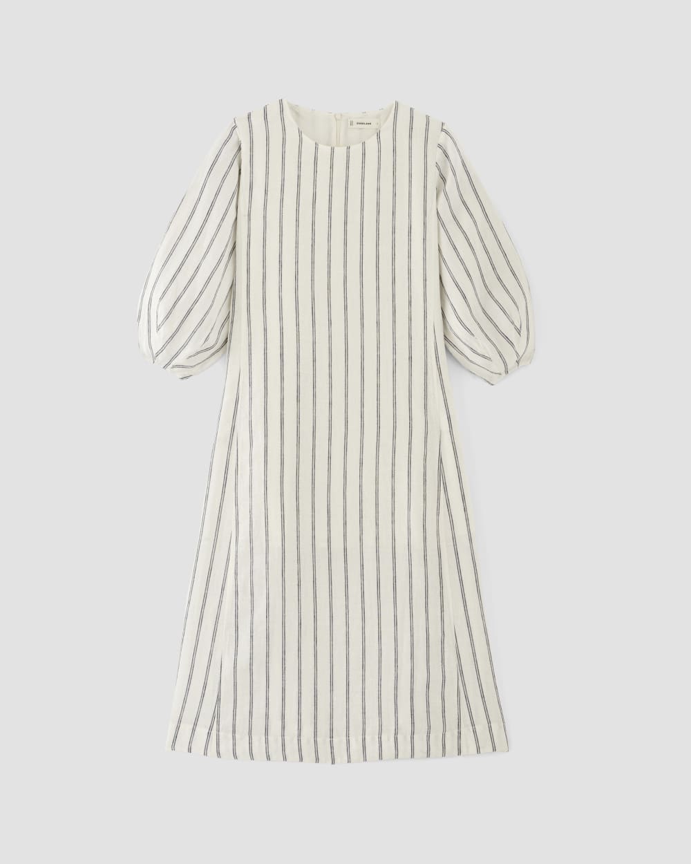 The Linen A-Line Midi Dress | Bone / Navy