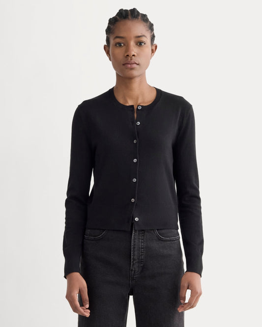 The Cropped Cardigan in Cotton Cashmere | Black