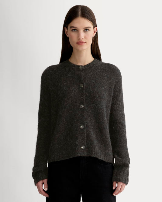 The Crew Cardigan in Alpaca | Heathered Black