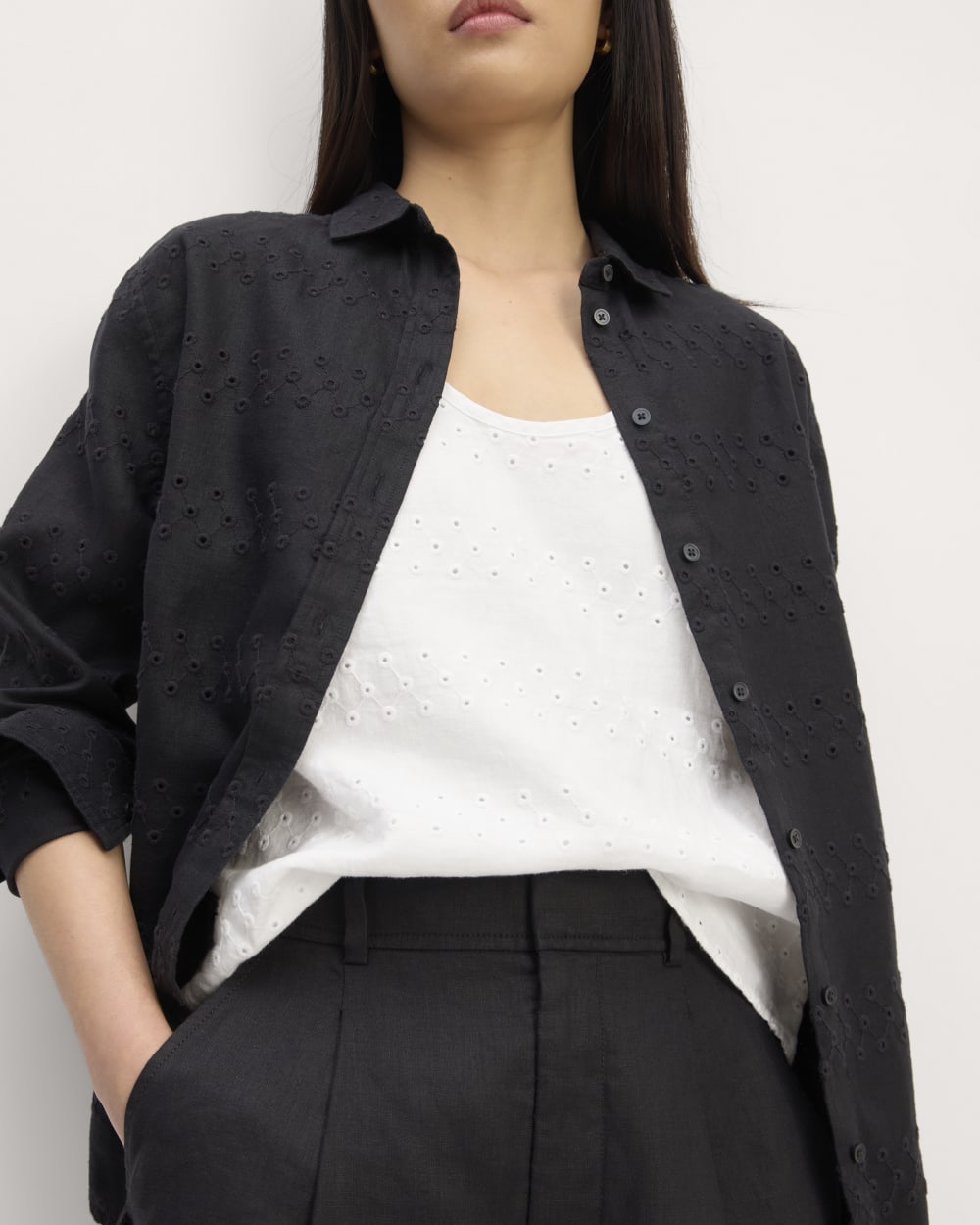 The Linen Eyelet Scoop-Neck Tank | White Eyelet