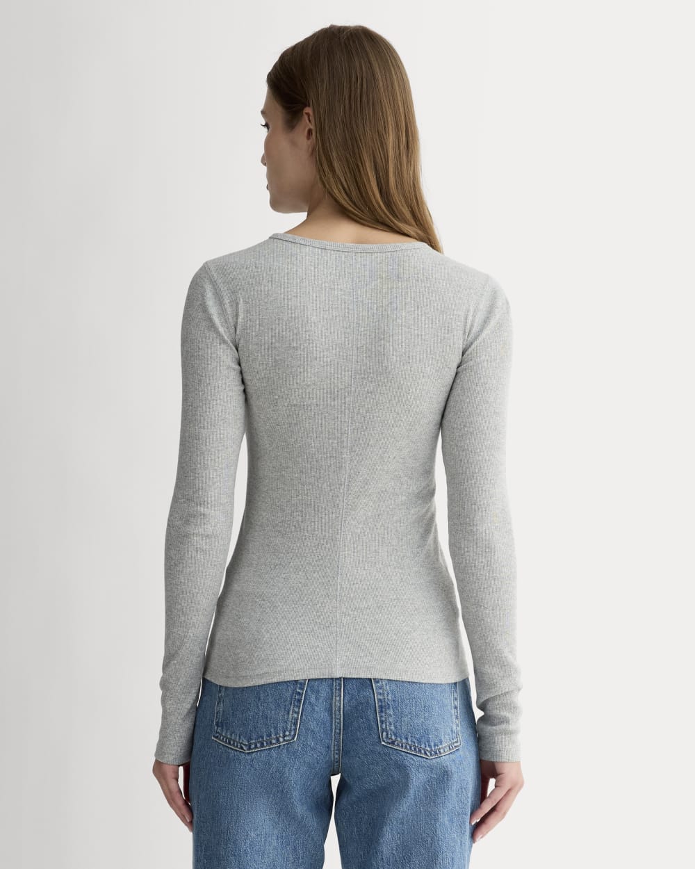 The Luxe Rib Long-Sleeve Crew | Washed Heathered Grey