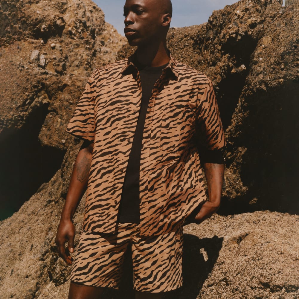 The Poplin Short-Sleeve Shirt | Tiger Stripe Toasted Coconut
