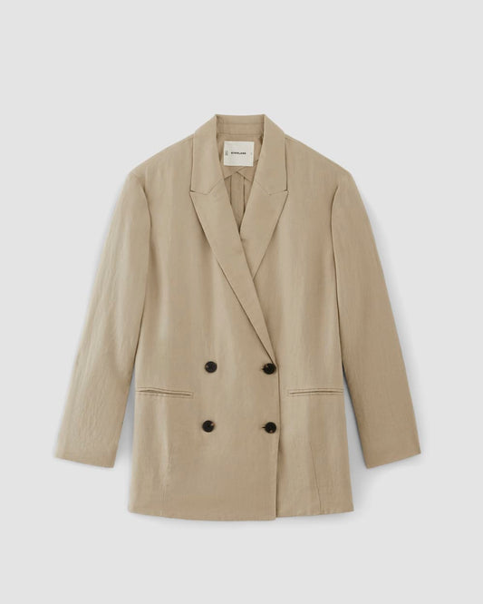 The Linen Double Breasted Blazer | Trench Coat Khaki