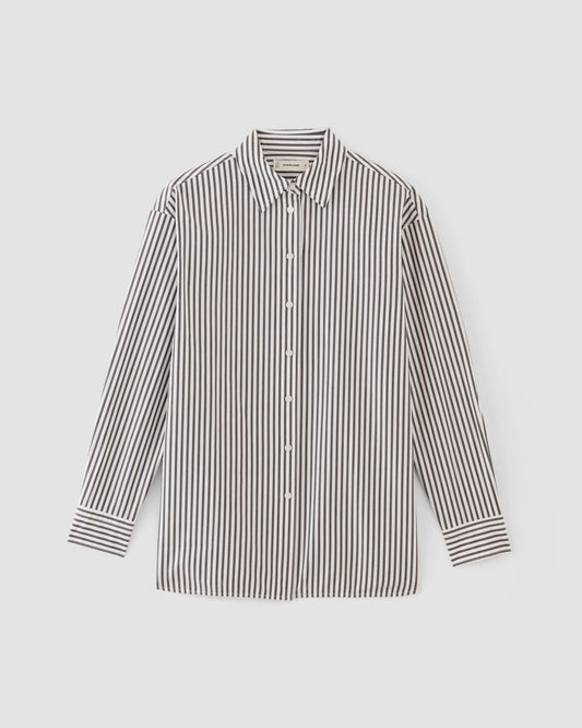 The Supima® Cotton Boyfriend Shirt | Optic White / Black