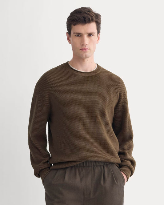 Waffle Rollneck Crew in Everyday Cotton | Cocoa
