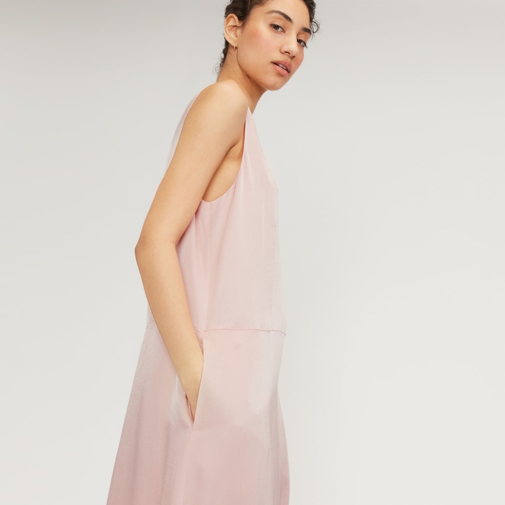 The Satin V-Neck Maxi Dress | Petal Pink