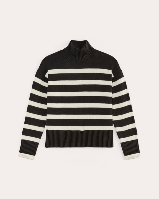 The Boxy Turtleneck in Everyday Cotton | Black / Canvas