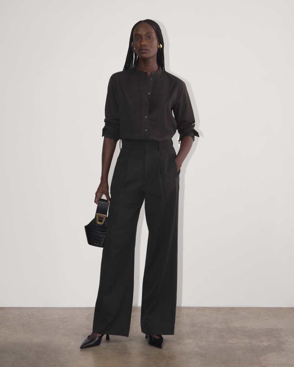 The Tuxedo Shirt in Silky Cotton | Black