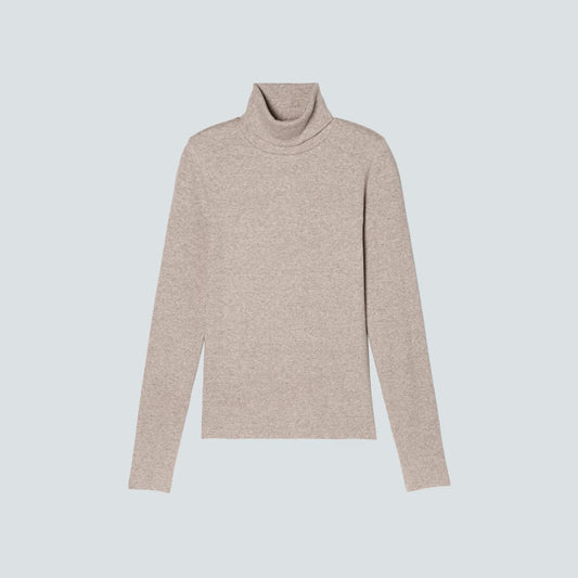 The Luxe Rib Turtleneck | Heathered Meringue