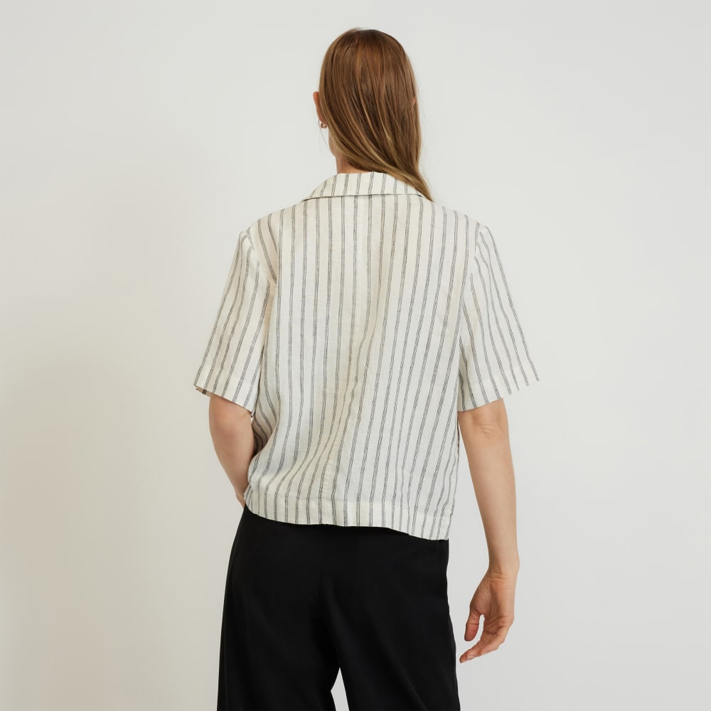 The Linen Workwear Shirt | Black / Canvas Tan