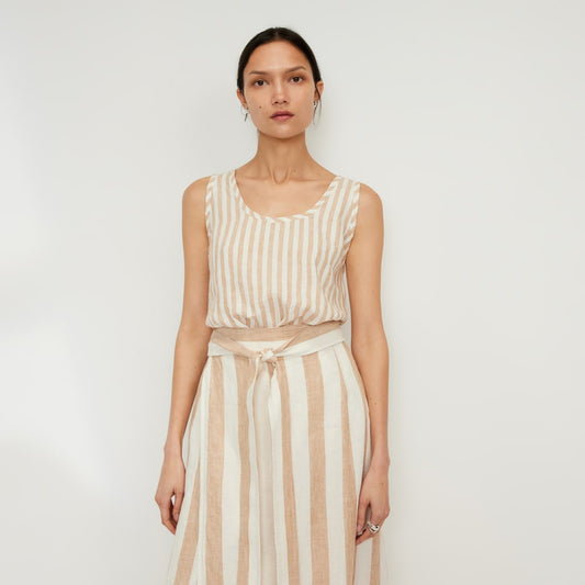 The Scoop Tank in Linen | Bone / Caramel