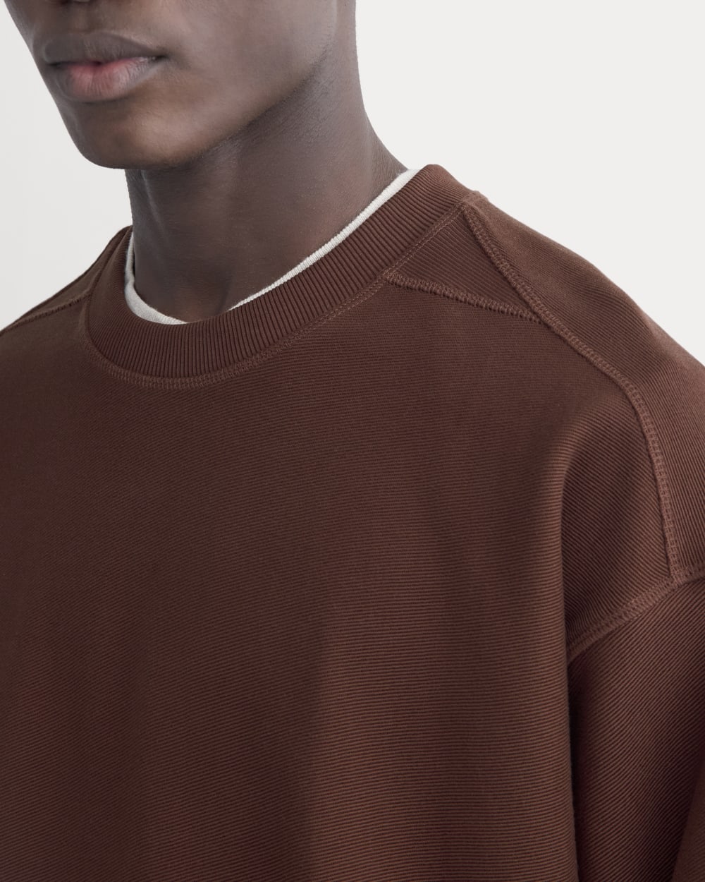 Twill Terry Jacquard Crew Sweatshirt | Dark Mahogany